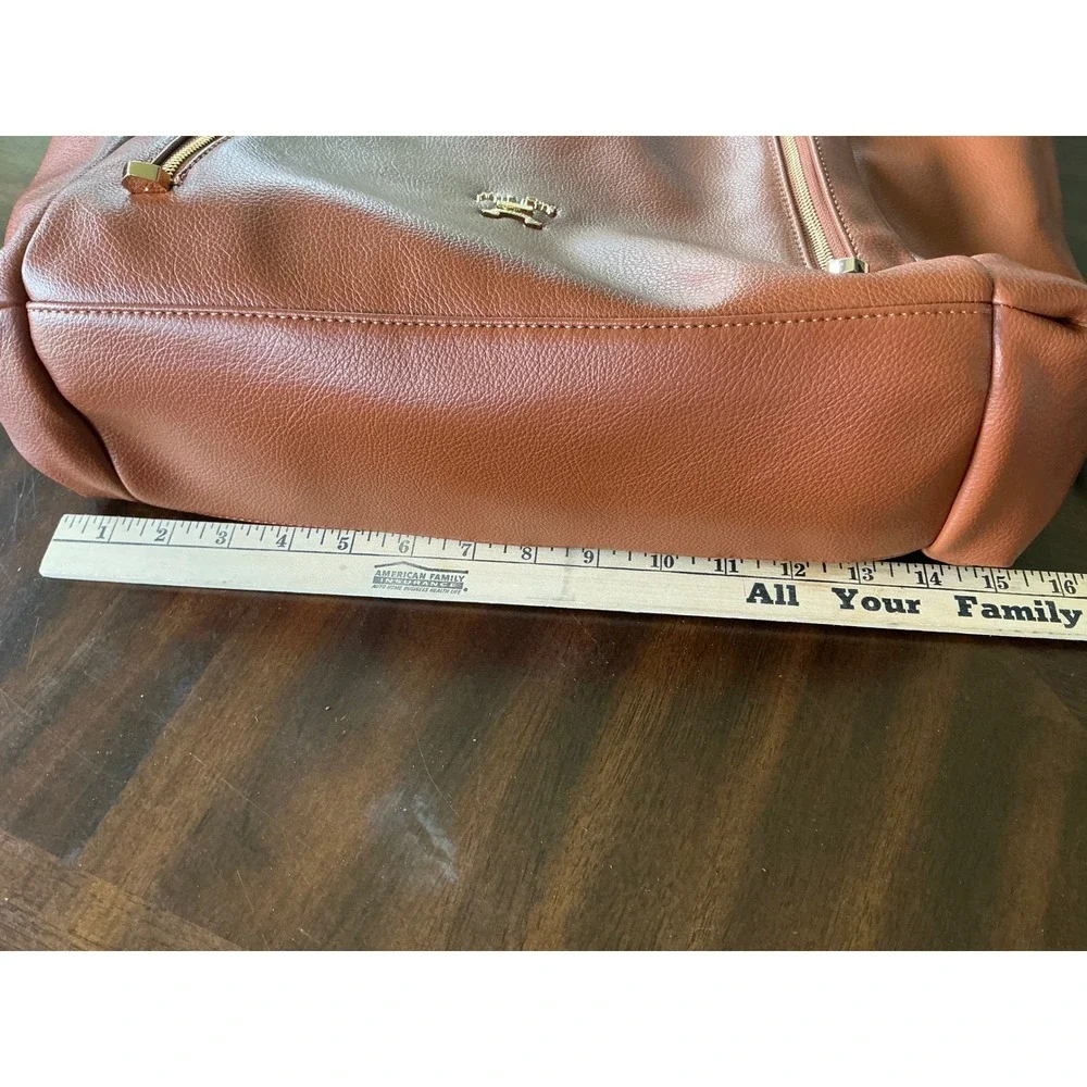 Miss Fong Diaper Bag Tote Vegan Leather Cognac Brown with Changing Pad Large OS